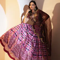 Rashika Sharma Embroidered Mirror Work Silk Made to Measure Lehenga & Blouse With Dupatta-12