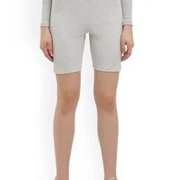 EVERDION Women Grey Skinny Fit Yoga Shorts-image-42