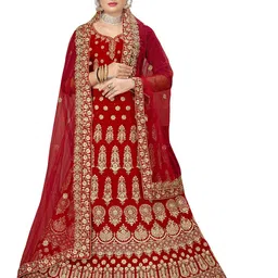 MANVAA Embroidered Beads and Stones Semi-Stitched Lehenga & Unstitched Blouse With Dupatta-picture-53