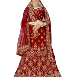 MANVAA Embroidered Beads and Stones Semi-Stitched Lehenga & Unstitched Blouse With Dupatta-picture-17