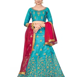 MANVAA Embroidered Semi-Stitched Lehenga & Unstitched Blouse With Dupatta-picture-5