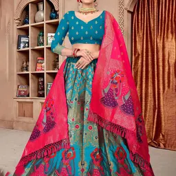 KALINI Woven Design Semi-Stitched Lehenga & Unstitched Blouse With Dupatta-picture-12