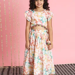 Readiprint Fashions Girls Tie and Dye Flutter Sleeves Ready to Wear Lehenga & Blouse-10