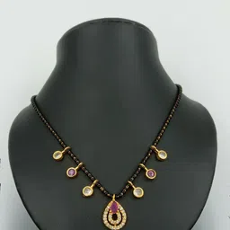 Harikrupa Gold-Plated Artificial Stones Studded Mangalsutra-50