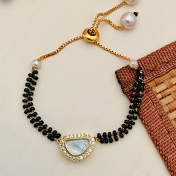 Anouk Gold-Plated Mother Of Pearl-Studded and Beaded Hand Mangalsutra-image-36