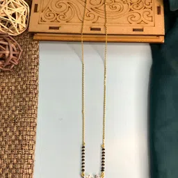 ABDESIGNS Gold-Plated AD-Studded & Beaded Long Mangalsutra-13