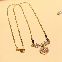 ABDESIGNS Gold-Plated AD Stone-Studded & Beaded Mangalsutra-57