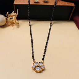 ABDESIGNS Gold-Plated AD-Studded & Beaded Mangalsutra-picture-3