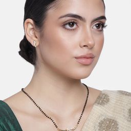 Estele Gold Plated with Sophisticated Austrian Crystals Mangalsutra & Earrings Set-image-55
