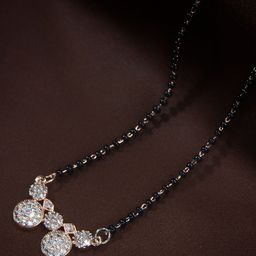 I Jewels Rose Gold Plated & Black Studded Mangalsutra-16