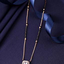 THE AAB STUDIO Gold-Plated White & Black Beaded AD-Studded Mangalsutra-38