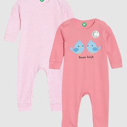 YK ORGANIC Infant Girls Pack of 2 Pink and Peach Printed Pure Organic Cotton Bodysuit-image-78