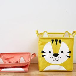 HOUSE OF QUIRK Yellow Printed Laundry Basket-47