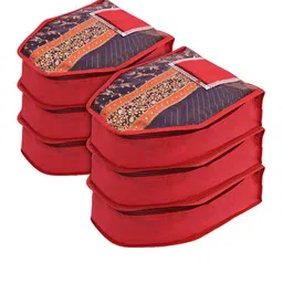 Kuber Industries Set Of 6 Red Self-Design Blouse Organisers-43