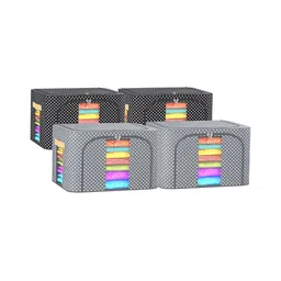Kuber Industries Black 4 Pieces Cloth Storage Box Organisers-35