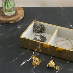 THE HOME CO. Gold Toned & White Textured Jewellery Organiser-image-76