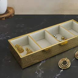 THE HOME CO. Gold Toned & White Textured Jewellery Organiser-image-77