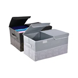Kuber Industries Grey & Black 2 Pieces Printed Drawer Organisers image 1