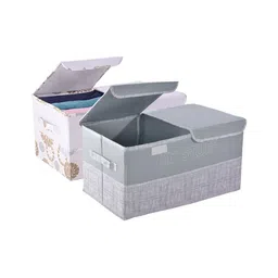 Kuber Industries Grey 2 Pieces Double Lid Drawer Organisers image 1
