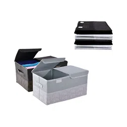 Kuber Industries Grey & Black 6 Pieces Foldable Multi-Utility Organisers image 1