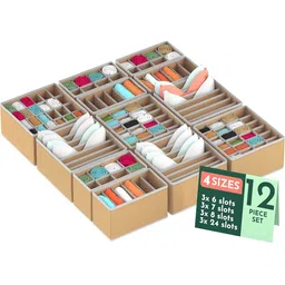Kuber Industries Beige Set of 6 Reusable Drawer Organiser Organisers-14