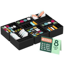 Kuber Industries Black Set of 6 Reusable Drawer Organiser Organisers-55