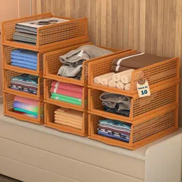 Kuber Industries Brown 10 Pieces Foldable Drawer Organisers-16