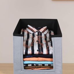 Kuber Industries Grey & Black 2 Pieces Printed Shirt Organisers-56