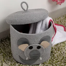 FABINALIV Kids Grey & White Self Design Multipurpose Foldable Organizer With Lid-23