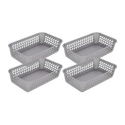 Kuber Industries  Set Of 4 Grey Solid Multi-Purpose Basket Kitchen Storage-2
