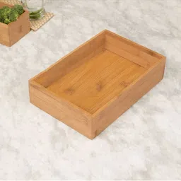 Home Centre Brown Solid Non-Microwavable Bamboo Drawer Organizer-11