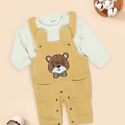 MeeMee Infants Teddy Bear-Embroidered Dungaree With T-Shirt-image-51