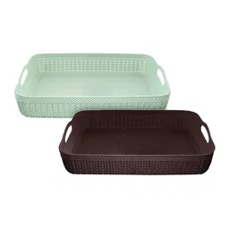 Kuber Industries Set of 2 Textured Unbreakable Plastic Storage Basket-2