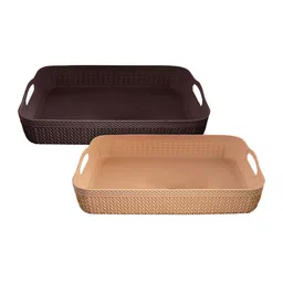 Kuber Industries Set of 2  Textured Unbreakable Plastic Storage Basket-3