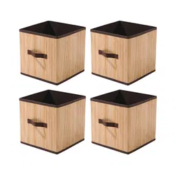 HomeStorie Beige & Brown 4 Pieces Self Design Foldable Bamboo Drawer Organisers-28