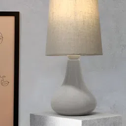Homesake Grey Ceramic Traditional Cylindrical Shaped Table Lamp-image-92
