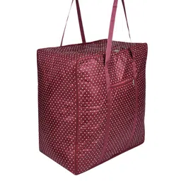 Kuber Industries Maroon Polka Dot Printed Large Storage Bag Organiser-12
