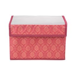 Kuber Industries Maroon 12 Pieces Foldable Transparent Lid Velcro Drawer Box Organisers-image-64