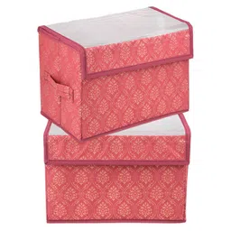 Kuber Industries Maroon 2 Pieces Foldable Transparent Lid Velcro Drawer Box Organisers-28