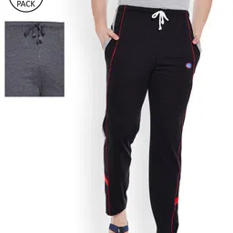 VIMAL JONNEY Men Pack of 2 Navy Blue & Grey Melange Solid Lounge Pants-picture-54
