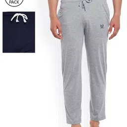 VIMAL Men Pack of 2 Grey Melange & Navy Blue Solid Lounge Pants-picture-12