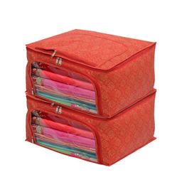 Kuber Industries Set Of 2 Red Printed Multi-Utility Organisers-17