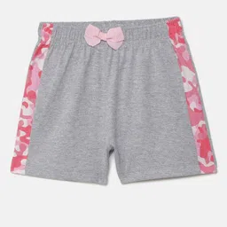 mackly Girls Grey Melange & Pink Printed Lounge Shorts-image-33