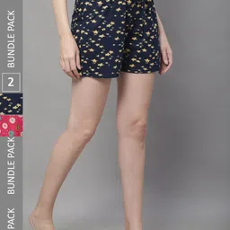 Boston Club Women Pack Of 2 High-Rise Printed Lounge Shorts-picture-29
