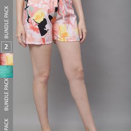 Boston Club Women Pack Of 2 High-Rise Printed Lounge Shorts-image-18