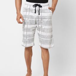 Ajile by Pantaloons Men Grey & White Striped Cotton Lounge Shorts-image-49