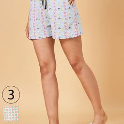 YU by Pantaloons Women Grey Melange & Pink Pack Of 3 Printed Lounge Shorts-image-37