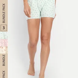 BLAZON Women Pack of 3 Cotton Printed Lounge Shorts-picture-29