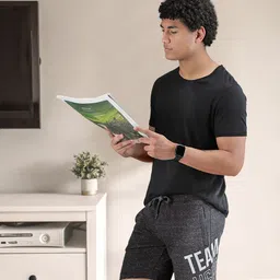 U.S. Polo Assn. Men Charcoal Grey Printed Lounge Shorts-50