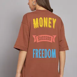 Imsa Moda Typography Printed Drop-Shoulder Sleeves Cotton Oversized T-shirt-picture-30
